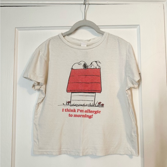 Re/Done Peanuts Snoopy Allergic to Mornings Tee, Size Small - Picture 7 of 8